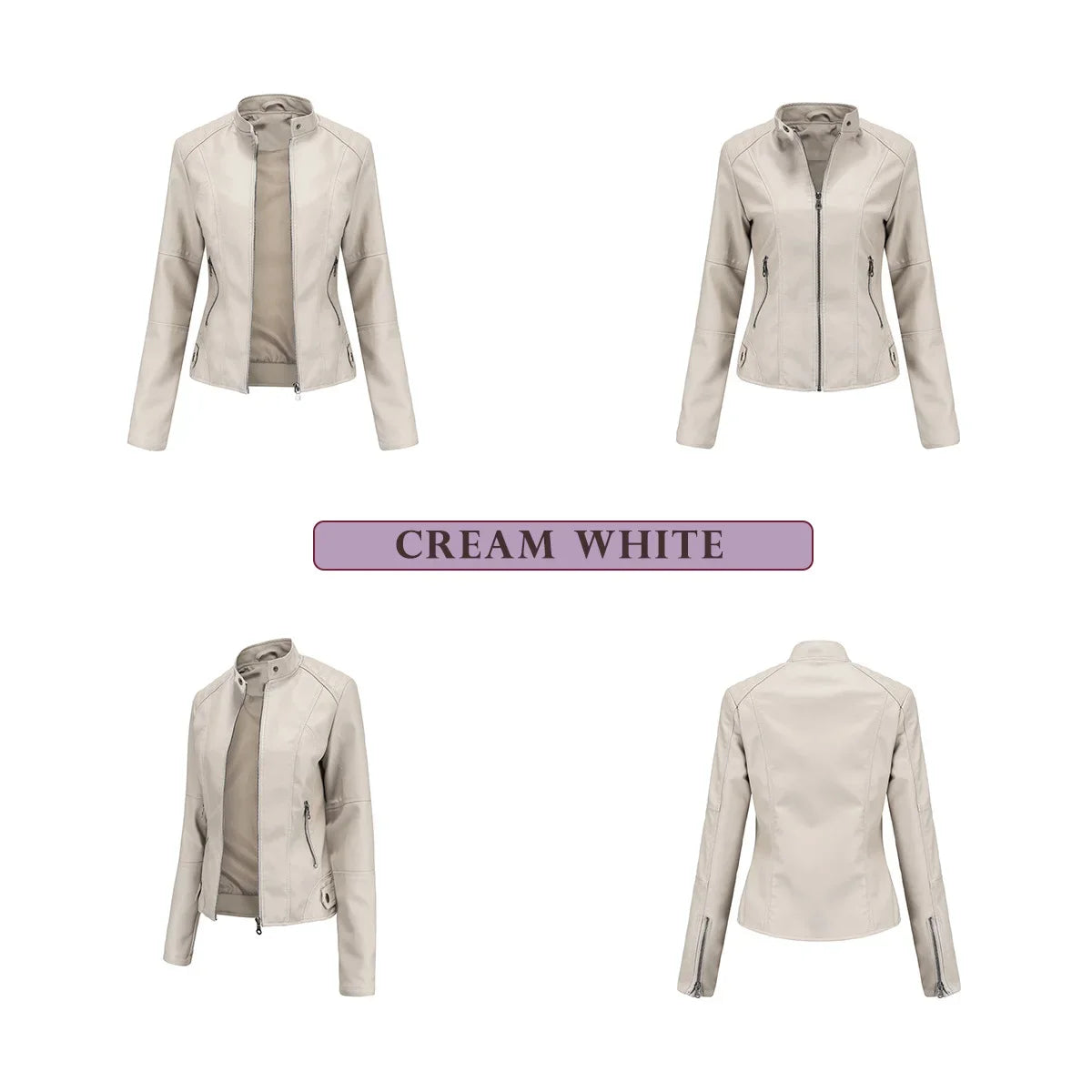 New women's leather jacket Slim jacket Thin section of the spring and autumn jacket Standing collar women's leather jacket