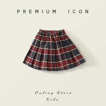 Summer Children Girls Pleated Skirts Elastic Waist Infant Babys Girls Skirts British Style Kids Girls Dress Casual Belle Skirts