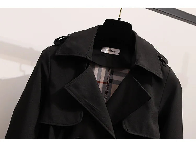 Women Fashion Trench New Coat Spring Autumn Korean Long Sleeve With Belt Jackets Solid British Style Coats Women's Chic Outwear