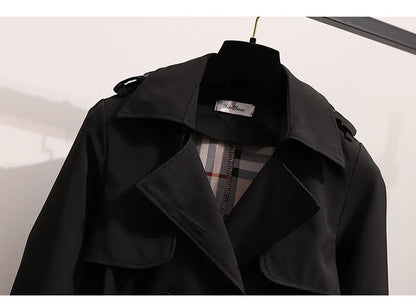 Women Fashion Trench New Coat Spring Autumn Korean Long Sleeve With Belt Jackets Solid British Style Coats Women's Chic Outwear