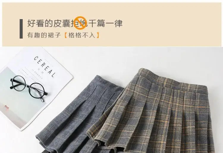 Girls Skirts spring Autumn Vintage Pleated Plaid Skirts School Teens Girl Spring Kids Skirt Children Clothing 2-14Yrs