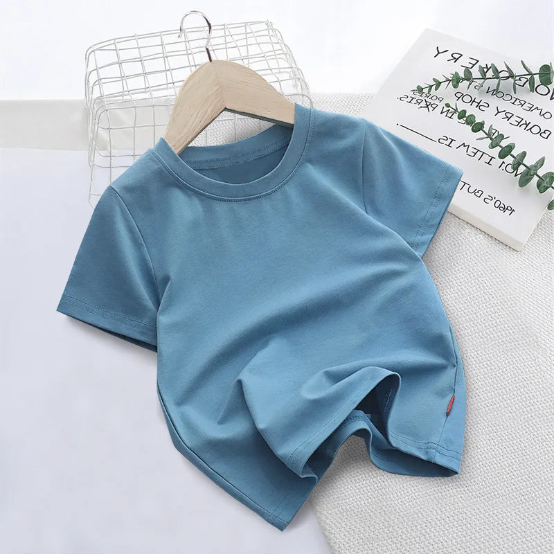 New Summer Children's T-shirts for Boys and Girls Round Neck Casual Short Sleeves for Kids Student Fashion Tops