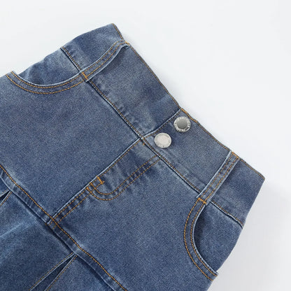 Baby Kids Denim Skirt Summer Fashion Casual All-match Blue A-line Skirt for Girls Elastic Waist Teen school Children Dance Skirt