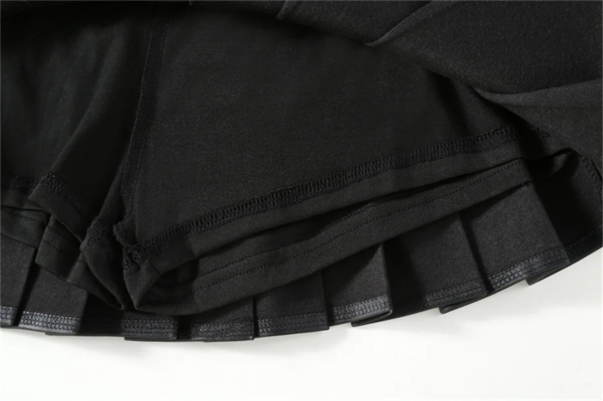 Girls Leather Skirt Four Seasons High Waist Black A-Line Pleated Skirt for Kids All-match Teen Children Skirt 2-15 Years Old