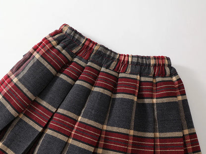 Summer Children Girls Pleated Skirts Elastic Waist Infant Babys Girls Skirts British Style Kids Girls Dress Casual Belle Skirts