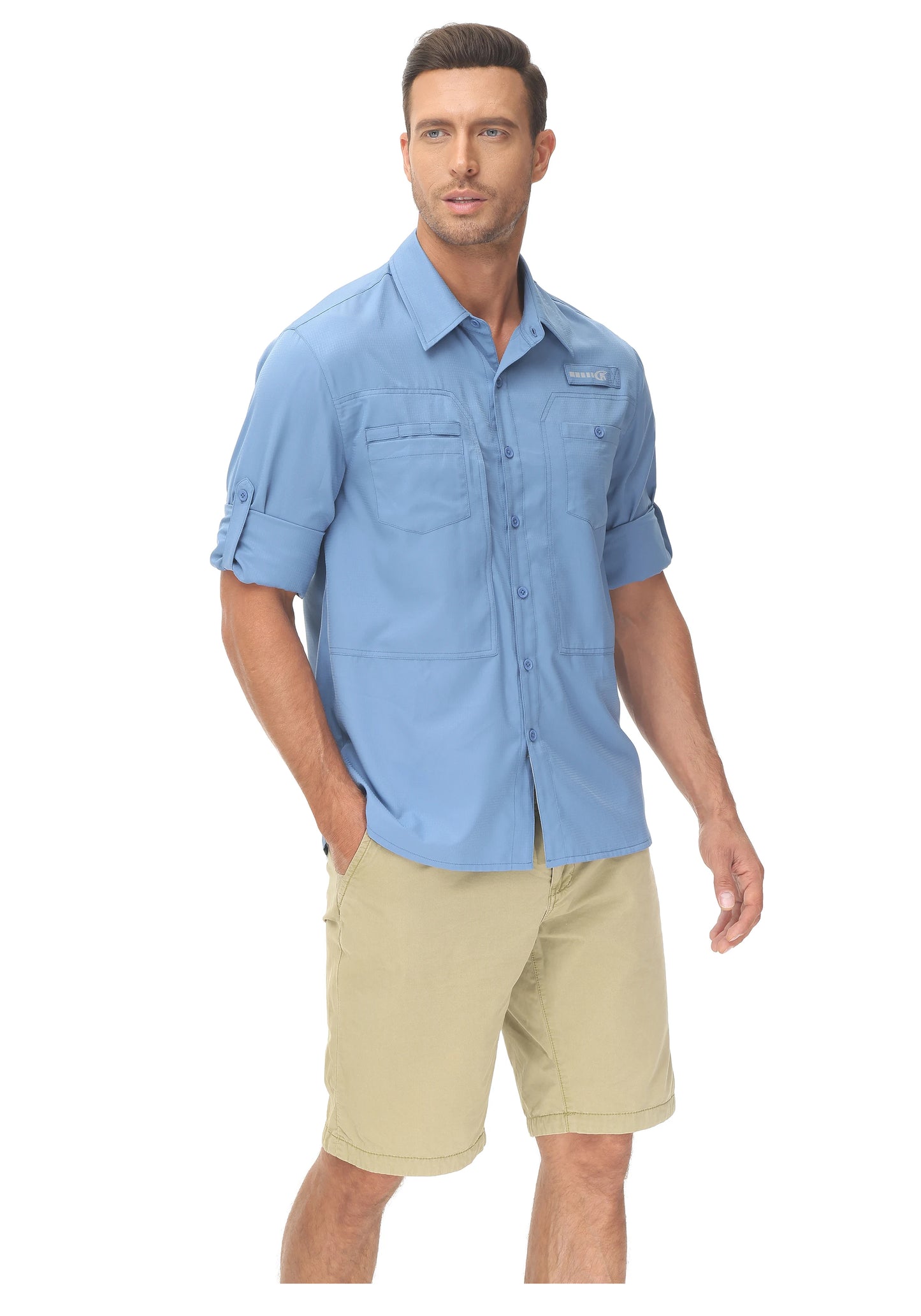 Men's UPF 50+ Casual Long Sleeve Fishing Shirts, Sun Protection Lightweight Breathable Button Down Fishing Shirt with Back Mesh