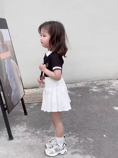 Teen Girl Summer Dress Kids Fashion Solid Color Pleated High Waist A-Line Skirt Children Casual Elastic Waist Mini Skirt Bottoms