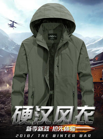 ARC Outdoor Men's, Fishing, Mountain Climbing, Traveling, Solid Color, Skiing, Camping, Waterproof and Breathable Hooded Jacket
