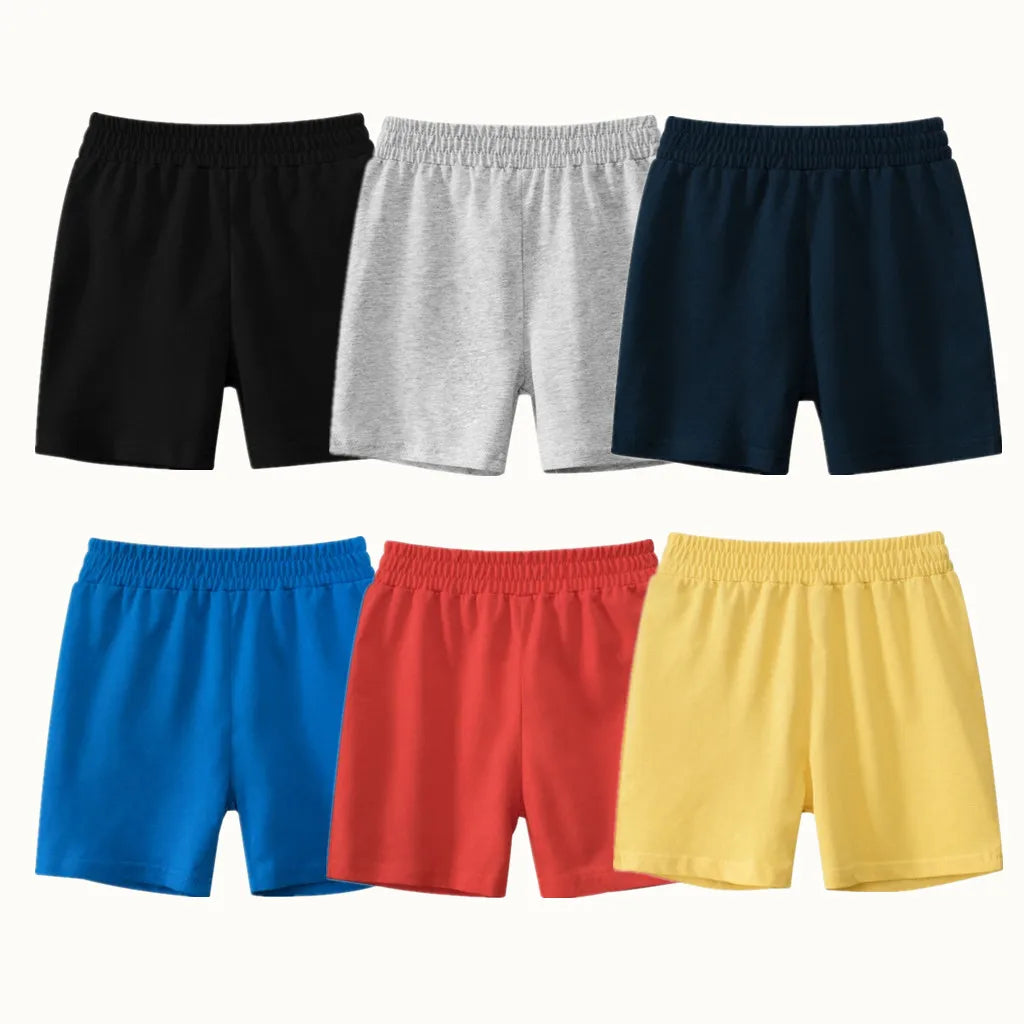 2025 Children Shorts 100% Cotton Pants Solid Color Sport Casual Knickers for 1-9 Years Kids Boys Girls