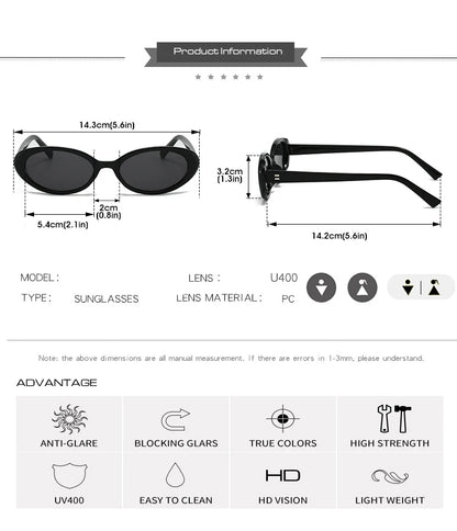 Retro Vintage Oval Sunglasses Woman 2024 Brand Designer Round Sun Glasses Men UV400 Punk Style Luxury Eyewear Female Oculus