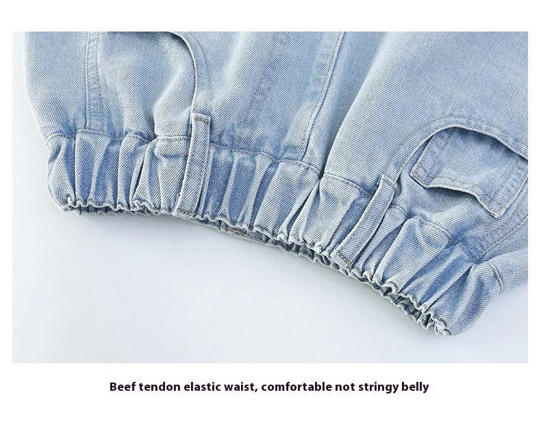 Girls summer style nailed side butterfly denim shorts thin 2025 new fashion denim hot pants casual sports shorts suitable for