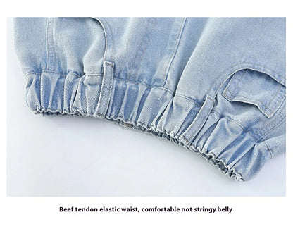 Girls summer style nailed side butterfly denim shorts thin 2025 new fashion denim hot pants casual sports shorts suitable for