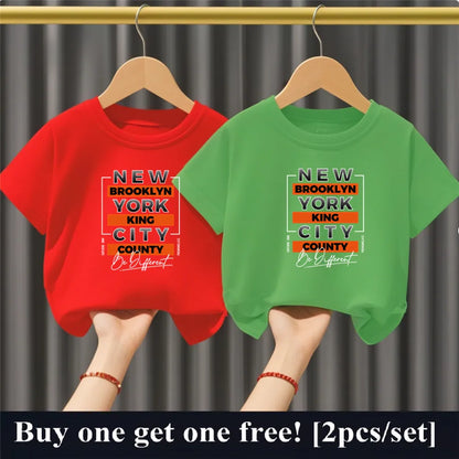 2025 Fashion Boys Summer Cotton T-Shirt Set 2pcs Short Sleeve New York City Print Kids Tees Top