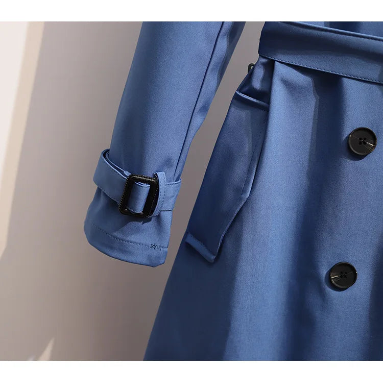 Women Fashion Trench New Coat Spring Autumn Korean Long Sleeve With Belt Jackets Solid British Style Coats Women's Chic Outwear
