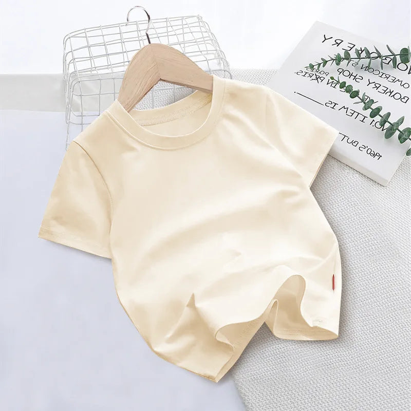 New Summer Children's T-shirts for Boys and Girls Round Neck Casual Short Sleeves for Kids Student Fashion Tops
