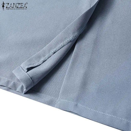 ZANZEA Summer Fashion Womens Dress Sexy Solid Color Knee Length Bodycon Sundress Elegant 3/4 Sleeve V-Neck Work OL Vestidos 2025
