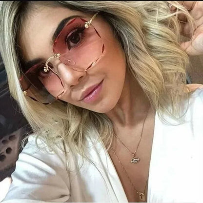 Classic Vintage Square Sunglasses Woman Gradient Mirror Frameless Sun Glasses Female Retro Fashion Rimless Sunglasses