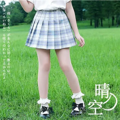 Girls Skirts spring Autumn Vintage Pleated Plaid Skirts School Teens Girl Spring Kids Skirt Children Clothing 2-14Yrs